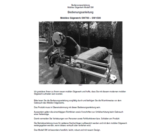 Bedienungsanleitung SW 700 - 1500 Serien